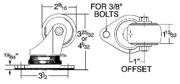 Invertd Ar Cargo Swivl Castr, Nyln, 450 lb
