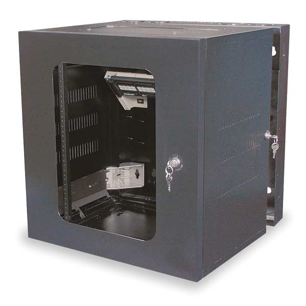 Cabinet, 36in H, 20 in D, 19 Rack Units, Blk