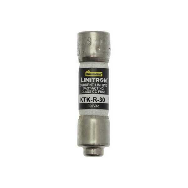 UL Class CC Fuse, Fast Acting, 30A, KTK-R Series, 600V AC, Not Rated, 1-1/2