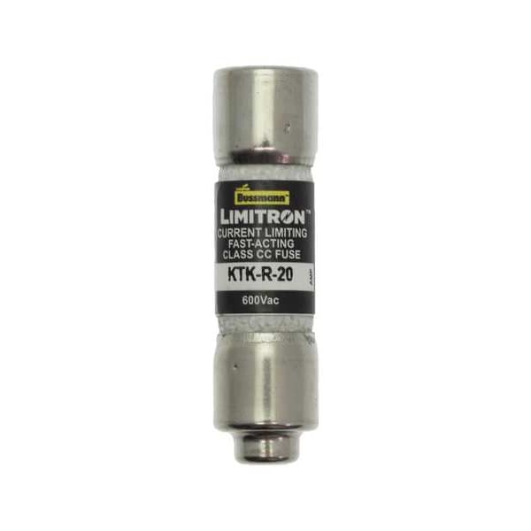 UL Class CC Fuse, Fast Acting, 20A, KTK-R Series, 600V AC, Not Rated, 1-1/2