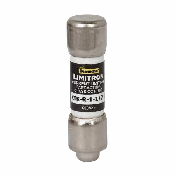 UL Class CC Fuse, Fast Acting, 1-1/2A, KTK-R Series, 600V AC, Not Rated, 1-1/2