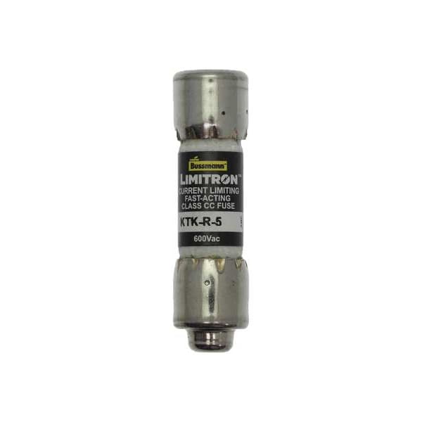 UL Class CC Fuse, Fast Acting, 5A, KTK-R Series, 600V AC, Not Rated, 1-1/2