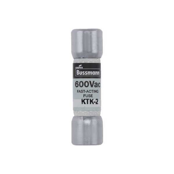 Fuse, Fast Acting, 2A, KTK Series, 600V AC, Not Rated, 1-1/2