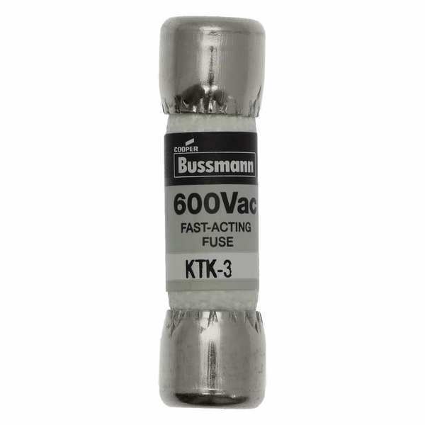 Fuse, Fast Acting, 3A, KTK Series, 600V AC, Not Rated, 1-1/2