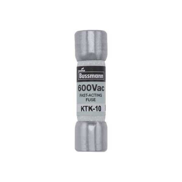 Fuse, Fast Acting, 10A, KTK Series, 600V AC, Not Rated, 1 1/2 in L x 13/32 in dia