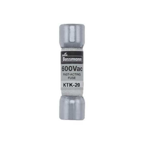 Fuse, Fast Acting, 20A, KTK Series, 600V AC, Not Rated, 1-1/2