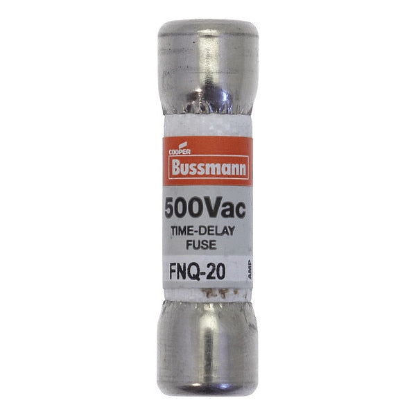 Fuse, Time Delay, 20A, FNQ Series, 500V AC, Not Rated, 1-1/2