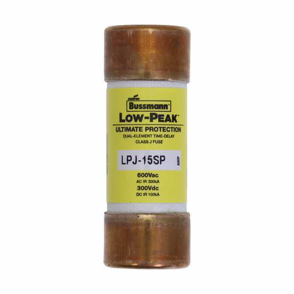 Fuse, Time Delay, 15A, LPJ Series, 600V AC, 300V DC, 2 1/4 in L x 13/16 in dia