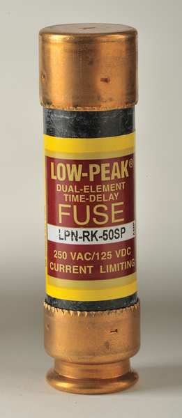 Fuse, Time Delay, 50A, LPN-RK-SP Series, 250V AC, 125V DC, 3