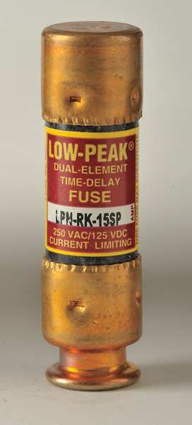 Fuse, Time Delay, 15A, LPN-RK-SP Series, 250V AC, 125V DC, 2