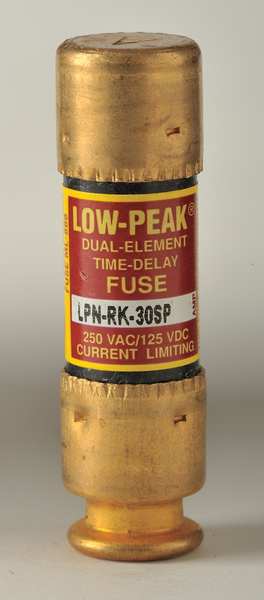 Fuse, Time Delay, 30A, LPN-RK-SP Series, 250V AC, 125V DC, 2
