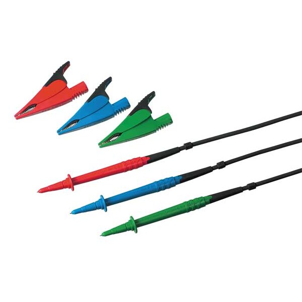 Test Leads, 60 In. L, Red/Blue/Green
