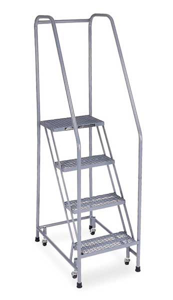 70 in H Steel Rolling Ladder, 4 Steps