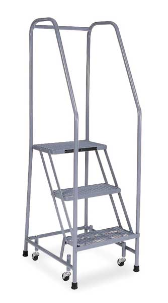 60 in H Steel Rolling Ladder, 3 Steps