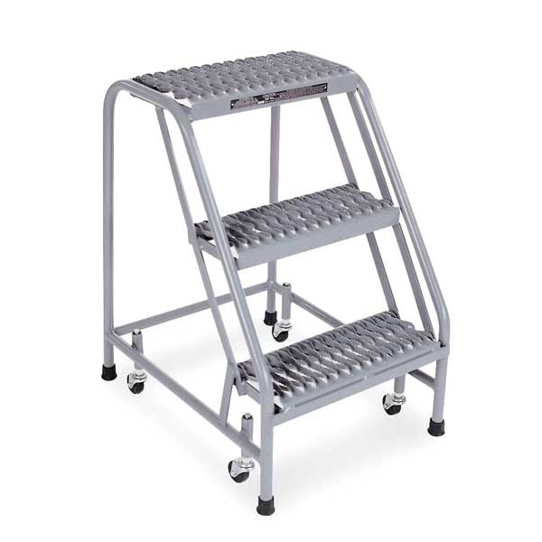 30 in H Stainless Steel Rolling Step, 3 Steps