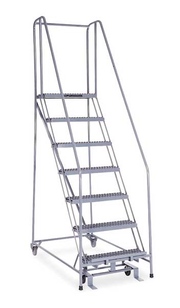 100 in H Stainless Steel Rolling Ladder, 7 Steps
