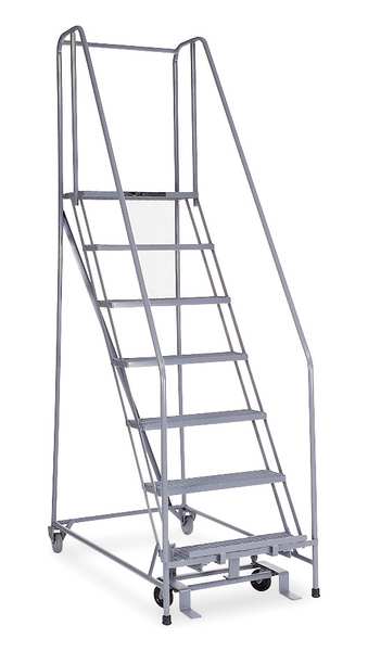100 in H Steel Rolling Ladder, 7 Steps