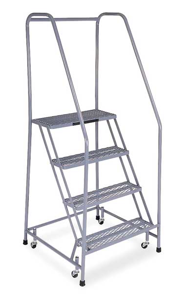 70 in H Steel Rolling Ladder, 4 Steps