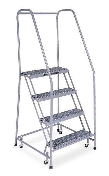 70 in H Steel Rolling Ladder, 4 Steps