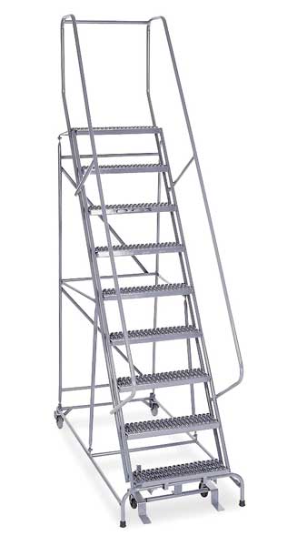 120 in H Stainless Steel Rolling Ladder, 9 Steps