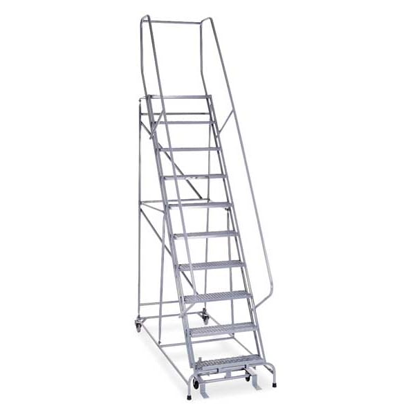 130 in H Stainless Steel Rolling Ladder, 10 Steps