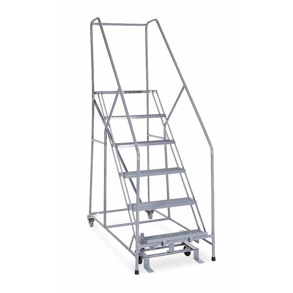 90 in H Steel Rolling Ladder, 6 Steps