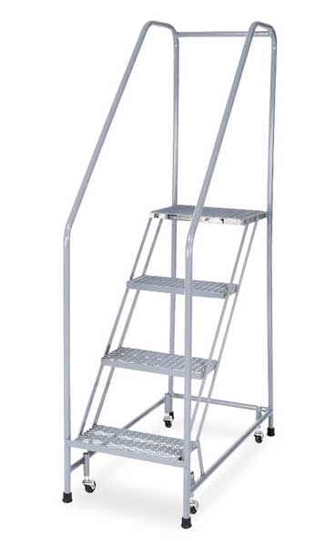 70 in H Steel Rolling Ladder, 4 Steps