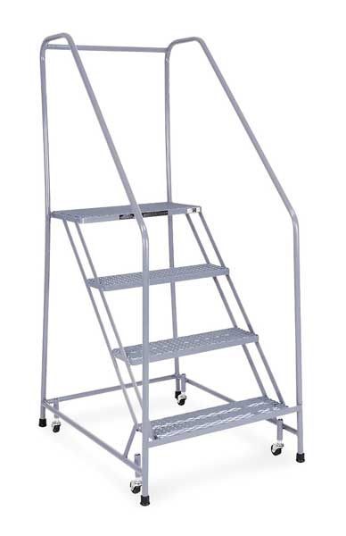 70 in H Steel Rolling Ladder, 4 Steps