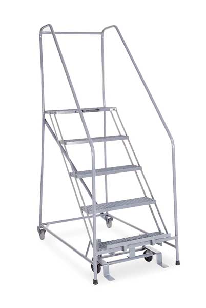 80 in H Steel Rolling Ladder, 5 Steps