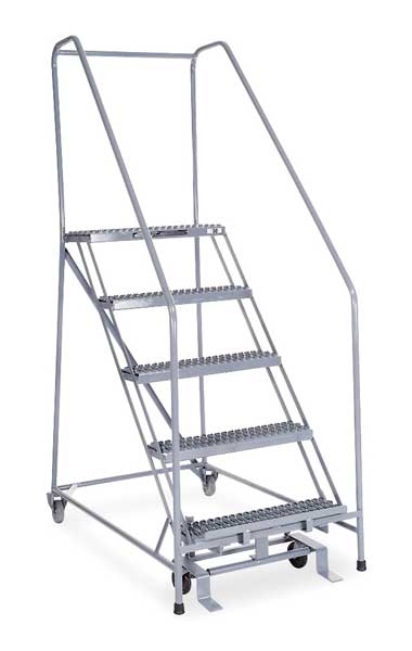 80 in H Steel Rolling Ladder, 5 Steps