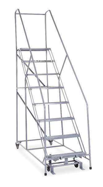 110 in H Steel Rolling Ladder, 8 Steps