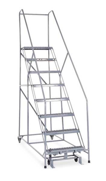 110 in H Steel Rolling Ladder, 8 Steps