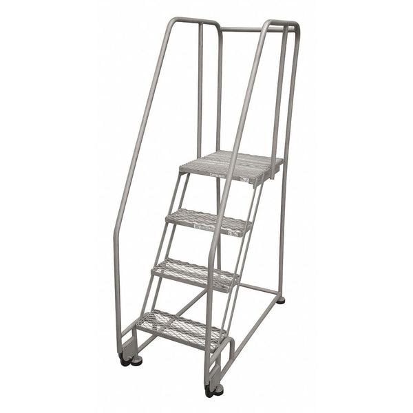 80 in H Stainless Steel Tilt and Roll Ladder, 5 Steps