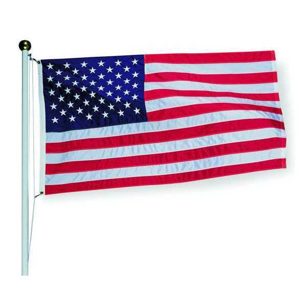 United States Flag, Outdoor, Tough-Tex, 4 ft H, 6 ft W, Polyester, 25 ft Min. Flagpole Height