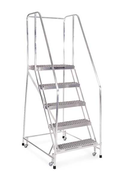 80 in H Aluminum Rolling Ladder, 5 Steps