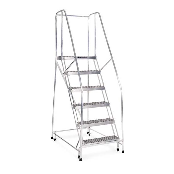 90 in H Aluminum Rolling Ladder, 6 Steps