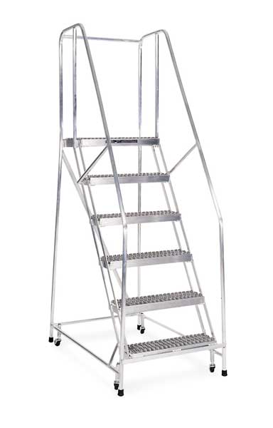 110 in H Aluminum Rolling Ladder, 8 Steps