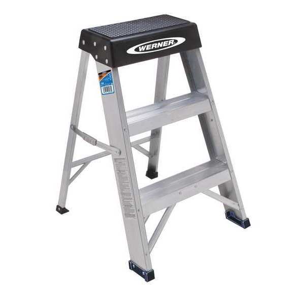 2-Step Aluminum Step Stool with 300 lb. Load Capacity in Silver/Black
