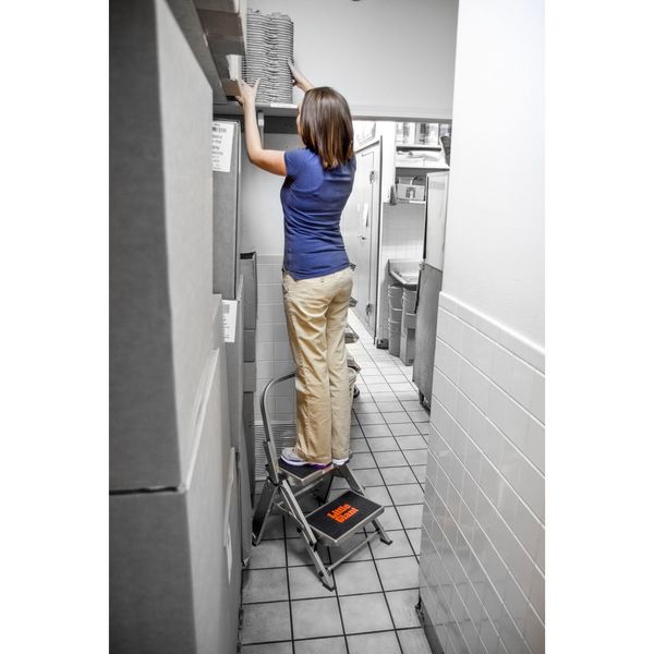 2 Steps, Aluminum Step Stool, 300 lb. Load Capacity, Gray