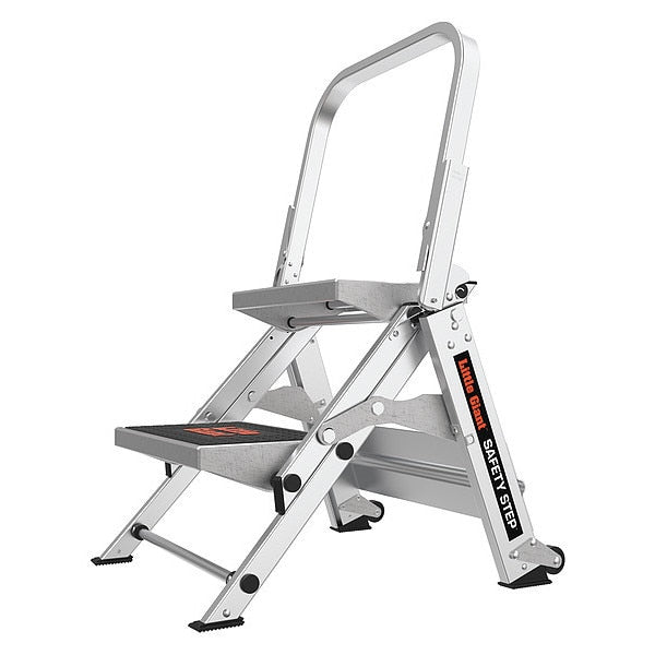 2 Steps, Aluminum Step Stool, 300 lb. Load Capacity, Gray