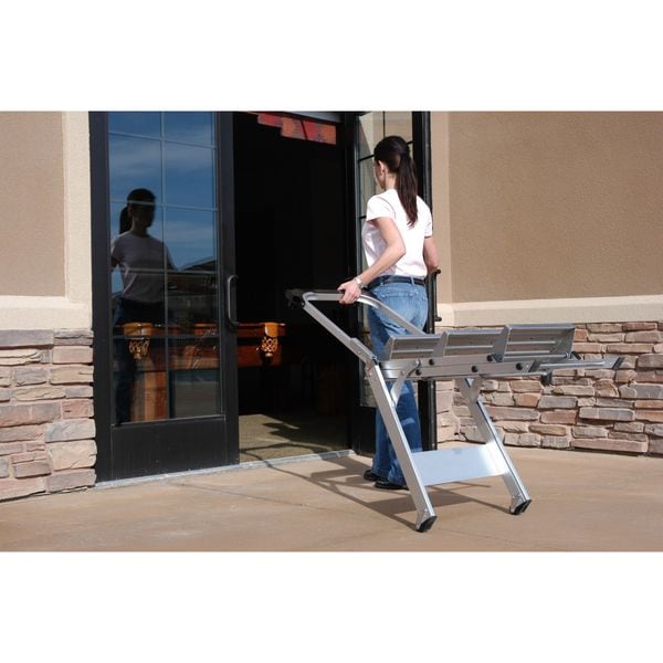 3 Steps, Aluminum Step Stool, 300 lbs Load Capacity, Gray