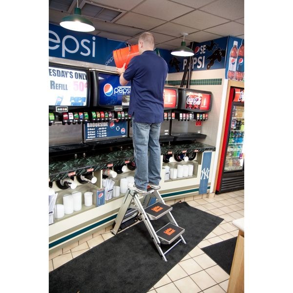 3 Steps, Aluminum Step Stool, 300 lbs Load Capacity, Gray