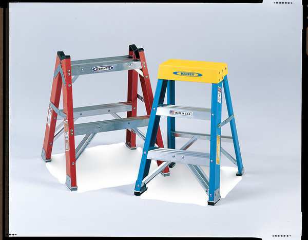 3 Steps, Fiberglass Step Stool, 300 lb. Load Capacity, Orange/Silver