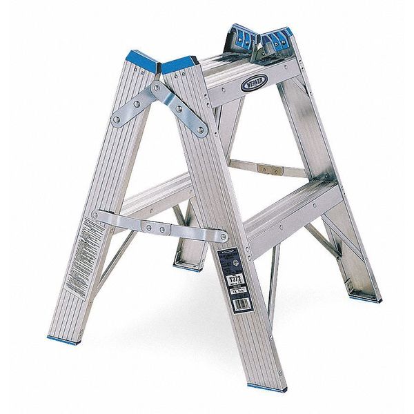 3 Steps, Aluminum Step Stool, 300 lb. Load Capacity, Silver/Blue