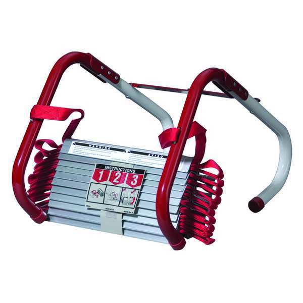 Emergency Escape Ladder, Window Mount, 2 Stories, Steel, 13 ft Length, 1000 lb Load Capacity