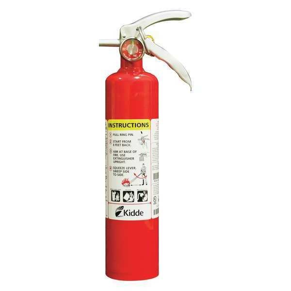 Fire Extinguisher, Class ABC, UL Rating 1A:10B:C, Dry Chemical, 2.5 lb capacity, 15 ft Range