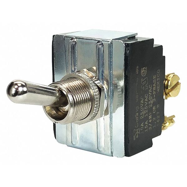 Toggle Switch, 3PST, 6 Connections, Off/On, 3/4 hp, 10A @ 250V AC, 15A @ 125V AC