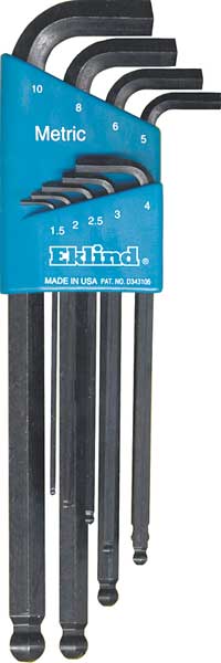 9 Piece Metric L-Shape Hex Key Set, 13509