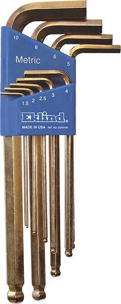 9 Piece Metric L-Shape Hex Key Set, 13809