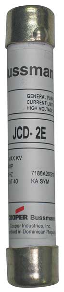 Medium Voltage Fuse, Time Delay, 1 A, JCW Series, 2750/5500V AC, Not Rated, 7-5/16